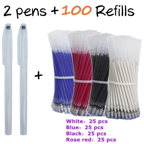 Afbeelding van 102 stks/set Hoge Temperatuur Verdwijnende Uitwisbare Gel Pen Refill Textiel Stof Marker Pennen Warmte Kleermakerij PU Leer Naaien