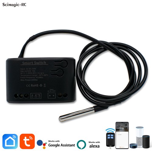 Image of Smart WiFi Temperature & Humidity Controller with Power Monitor and Thermostat Probe for Fish Tanks, Greenhouses, and Warehouses