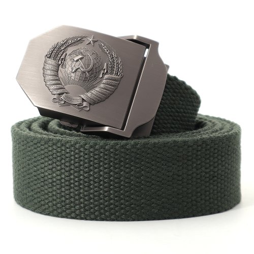 Immagine di Cintura Militare Tattica in Tela con Emblema Sovietico 3D e Fibbia in Metallo - Unisex per Uomo e Donna