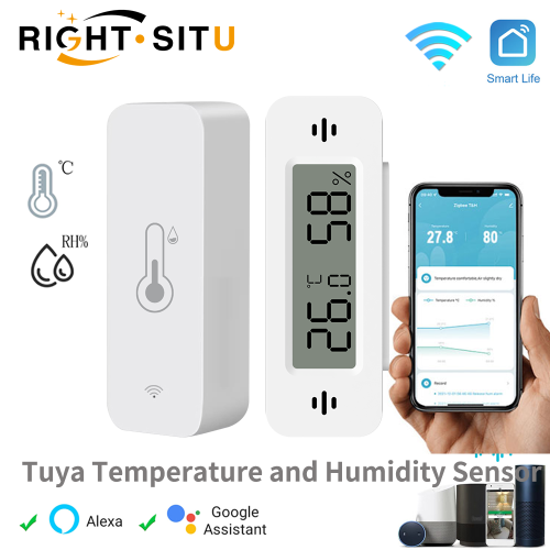 Image of Tuya WiFi Smart Temperature And Humidity Sensor Battery Powered ZigBee Smart Home Security Work With Alexa Google Home