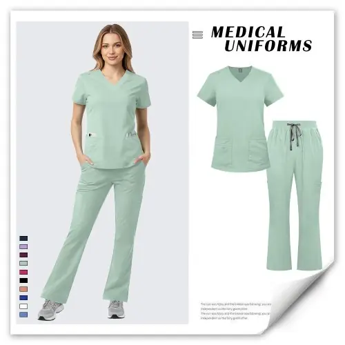 Image de Uniforme Médical Femme - Ensemble Haut & Pantalon Haute Qualité
