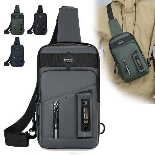Bild von Stilvolle Multifunktionale Herren-Brusttasche aus Nylon – Praktische Umhängetasche mit Mehreren Fächern für Outdoor, Sport und Alltag