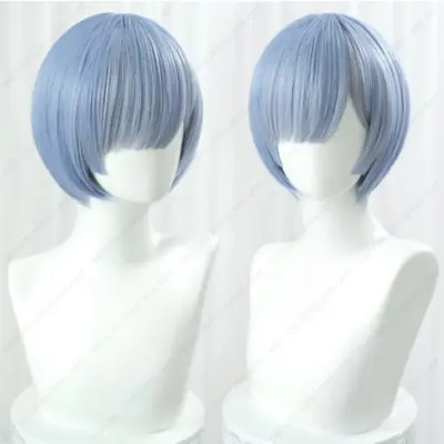 Image de Perruque Cosplay Rem Ram - Bleu Rose Dégradé 30cm
