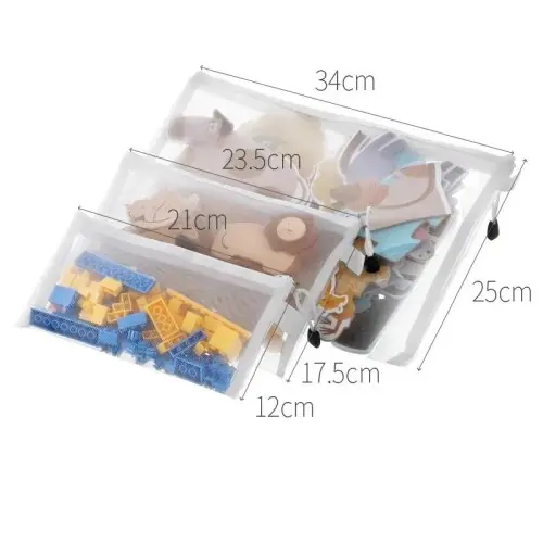 Image de Sac de Rangement pour Jouets - 10 Pièces Transparent avec Fermeture Éclair