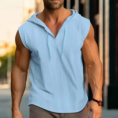Image de Hoodie Homme Coton Lin Décontracté Été 2025