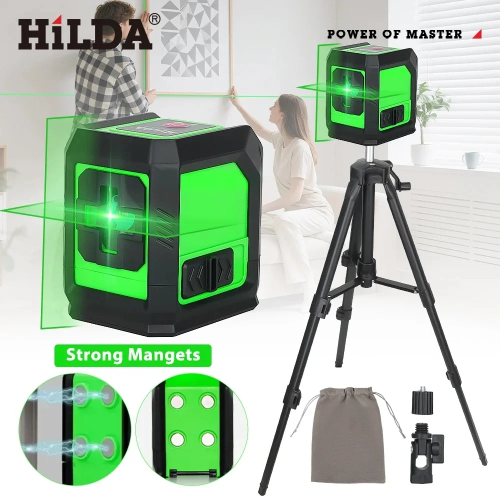 Imagen de Nivel Láser Verde de 2 Líneas con Soporte Magnético Portátil y Nivel de Pared para Medición Precisa en Construcción y Reformas