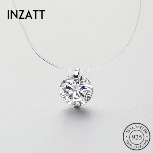 Zdjęcie Elegancki naszyjnik z 925 srebra próby z cyrkoniami i przezroczystą perłą – choker z kryształową żyłką, nowoczesna biżuteria dla kobiet