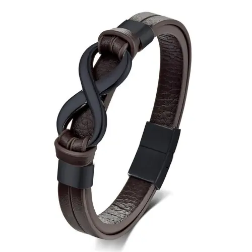 Image de Bracelet Cuir Personnalisé avec Noms - Cadeau Unique pour Hommes