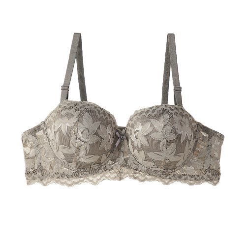 Imagen de Sujetador de Media Copa Push-Up para Mujer con Estampado Floral, Encaje Francés y Parte Inferior Acolchada, Aros Recogidos, Tallas 36-42, Copas B y C, Ropa Interior Suave y Cómoda