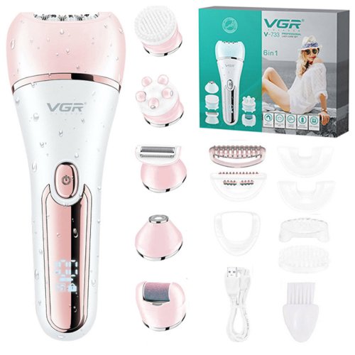 Imagen de Depiladora Eléctrica para Mujer con Cabezales Interchangeables – Afeitadora Femenina para Piernas, Labios, Barbilla, Bikini y Vello Facial – Depilación Suave y Efectiva
