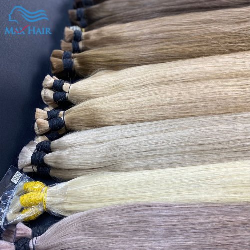 Immagine di 613 Capelli umani striaght senza trama Fasci vergini al 100% Evidenzia estensioni sfuse originali Capelli biondi naturali non trattati russi