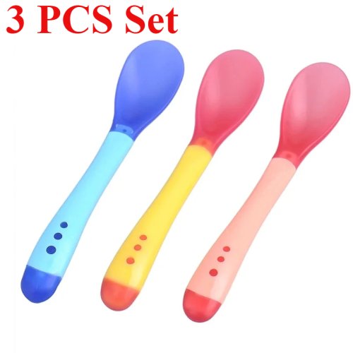 Zdjęcie 3 sztuk/partia łyżka z czujnikiem temperatury dla dziecka bezpieczeństwo łyżki do karmienia niemowląt dzieci dzieci chłopiec dziewczyna maluch sztućce
