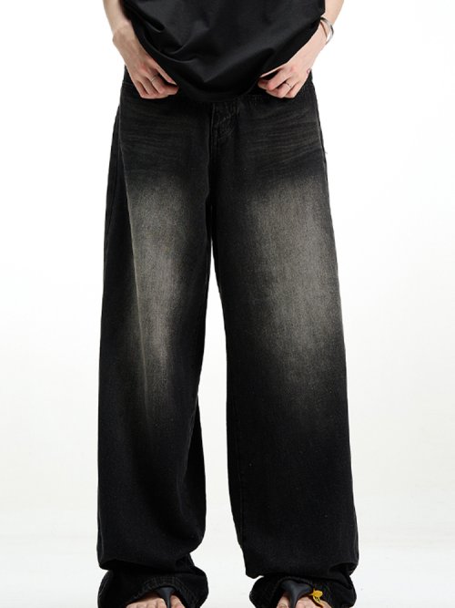Imagen de Pantalones Vaqueros Clásicos Americanos de Hip Hop para Hombre, Estilo Retro con Pierna Ancha y Recta, Diseño Suelto y Cómodo para Tallas Grandes