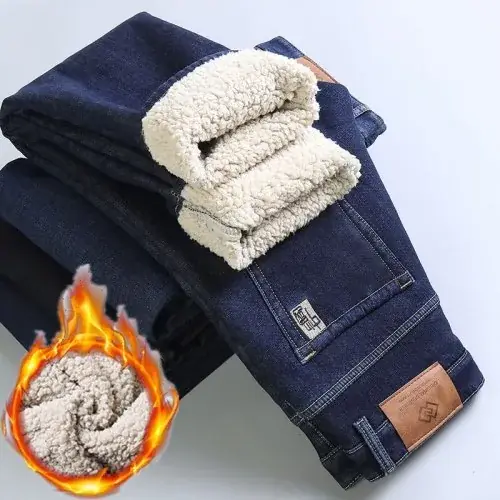 Image de Jeans Homme Hiver Chauffant - Noir & Bleu