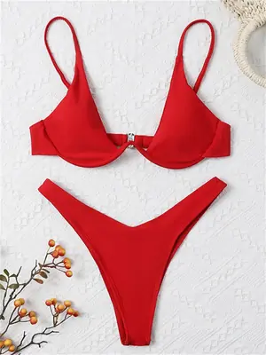 Image de Bikini Rouge Push-Up Sexy à Armatures