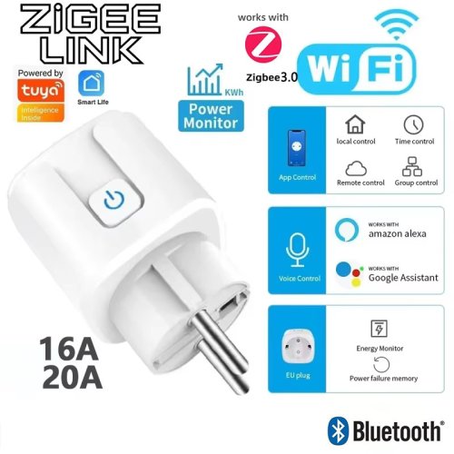 Imagen de Enchufe Inteligente WiFi para UE con Control por Voz, Monitoreo de Energía y Compatible con Alexa y Google Assistant - 16A/20A