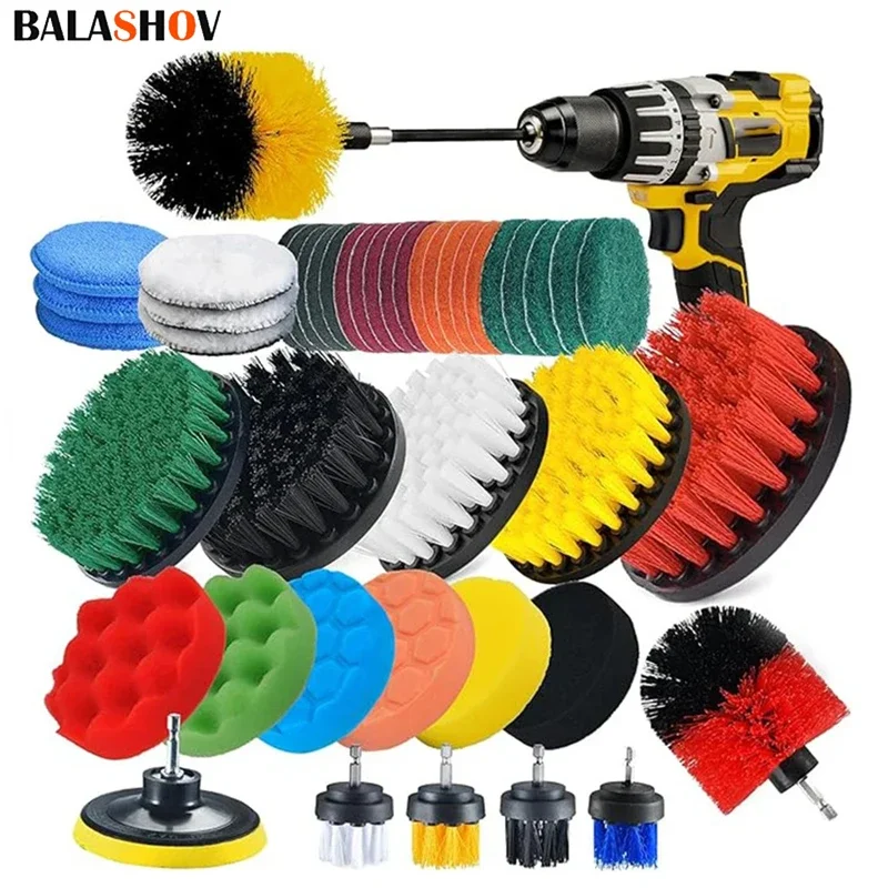 Imagen de Juego Completo de Cabezales para Cepillo de Taladro Eléctrico: Accesorios de Limpieza Profesional para Alfombras, Baño, Cocina y Coche