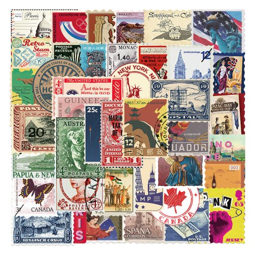 Image of Vintage Travel Sticker Set for Kids – Aesthetic PVC Decorations for Sketchbooks, Scrapbooking & School Stationery (10/30/50 pcs)