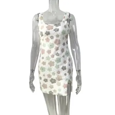 Image de Robe Mini Fleurie Pailletée - Sexy & Moulante