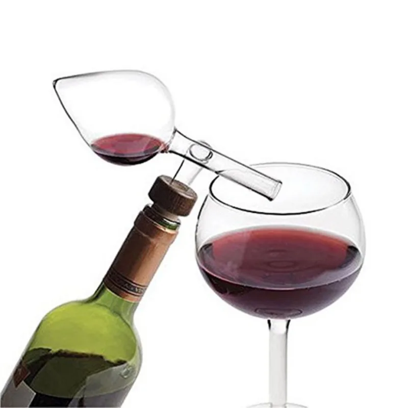 Immagine di Aeratore per vino rosso trasparente a forma rotonda/pesca Versatore portatile per bottiglia di vino rosso e dispositivo per riflettere in vetro con beccuccio per decanter rapido