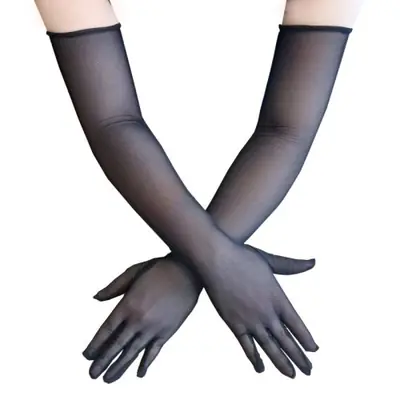 Image de Gants Longs Transparent Dentelle 55cm - Sexy & Élastiques