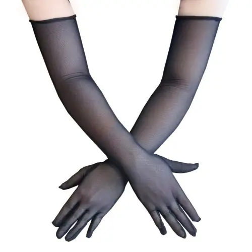 Image de Gants Longs Transparent Dentelle 55cm - Sexy & Élastiques