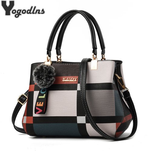 Afbeelding van Elegante designer handtassen Damestassen Messenger PU lederen crossbodytassen Haarbal tassen Meisjes schoudertas Top-han