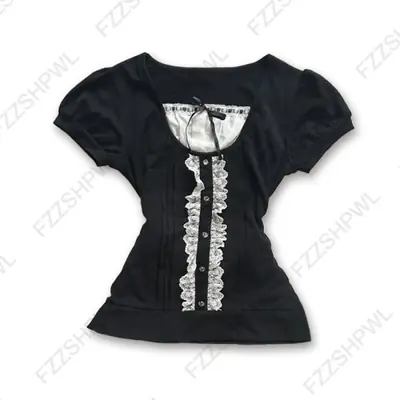 Image de T-Shirt Dentelle Punk Y2K - Style Urbain Féminin