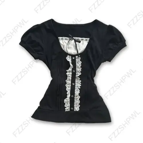 Image de T-Shirt Dentelle Punk Y2K - Style Urbain Féminin