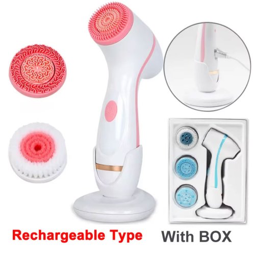 Immagine di 3 in 1 spazzola per la pulizia elettrica vibrazioni detergente per il viso massaggiatore per il viso...