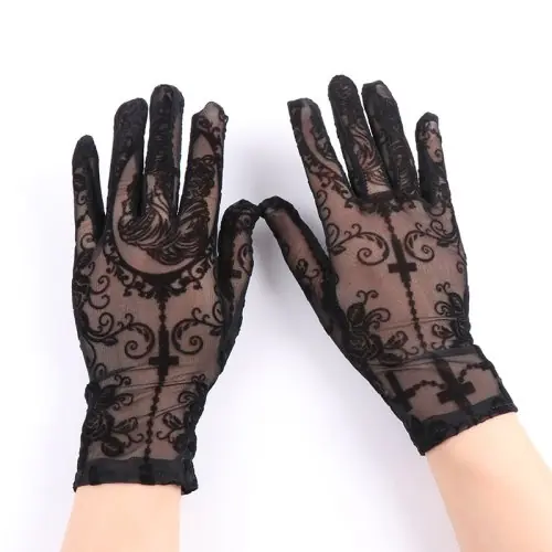 Image de Gants de Sorcière Noirs à Dentelle - Style Lolita Punk