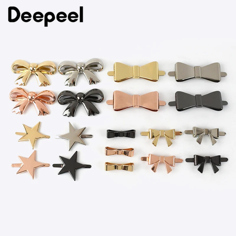 Zdjęcie Deepeel 5/10 sztuk metalowe klamry z kokardką buty torebka skórzane rzemiosło Decor etykieta klamra dla majsterkowiczów sprzęt akcesoria do szycia