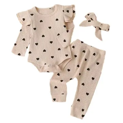 Image de Tenue Bébé Fille 3 Pièces Dentelle & Volants