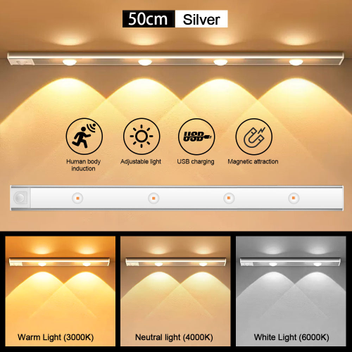 Bild von Motion Sensor Licht LED Sensor Lampe Drahtlose Ultra Dünne USB LED Für Küche Schrank Schlafzimmer Kleiderschrank Innen Beleuchtung Nachtlicht