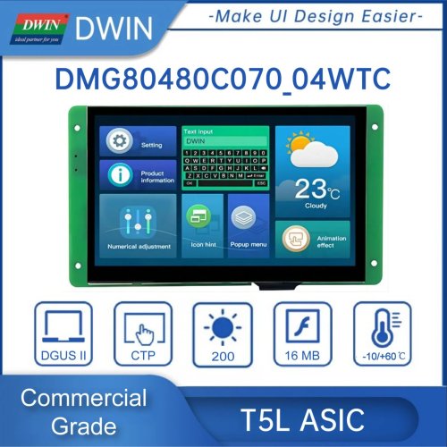 Afbeelding van 7-inch Touchscreen Display met RS232 & TTL - HMI LCD Module