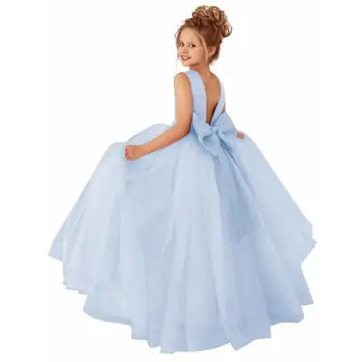 Image de Robe Fleurie Rose Poudré avec Ceinture de Perles - Princesse Élégante