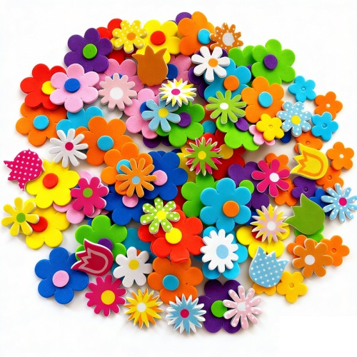 Imagen de Kit de Pegatinas de Espuma con Flores Naturales para Artesanías Infantiles – Ideal para el Día de la Madre y Decoración del Hogar