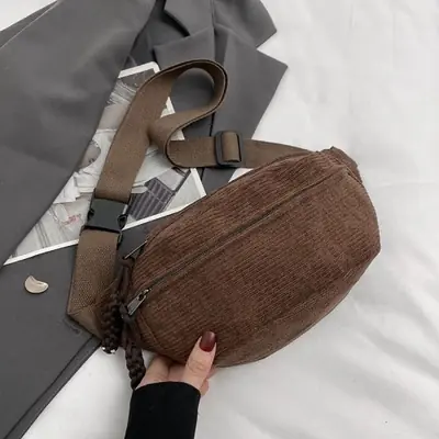 Image de Sac Banane en Velours Côtelé pour Femmes
