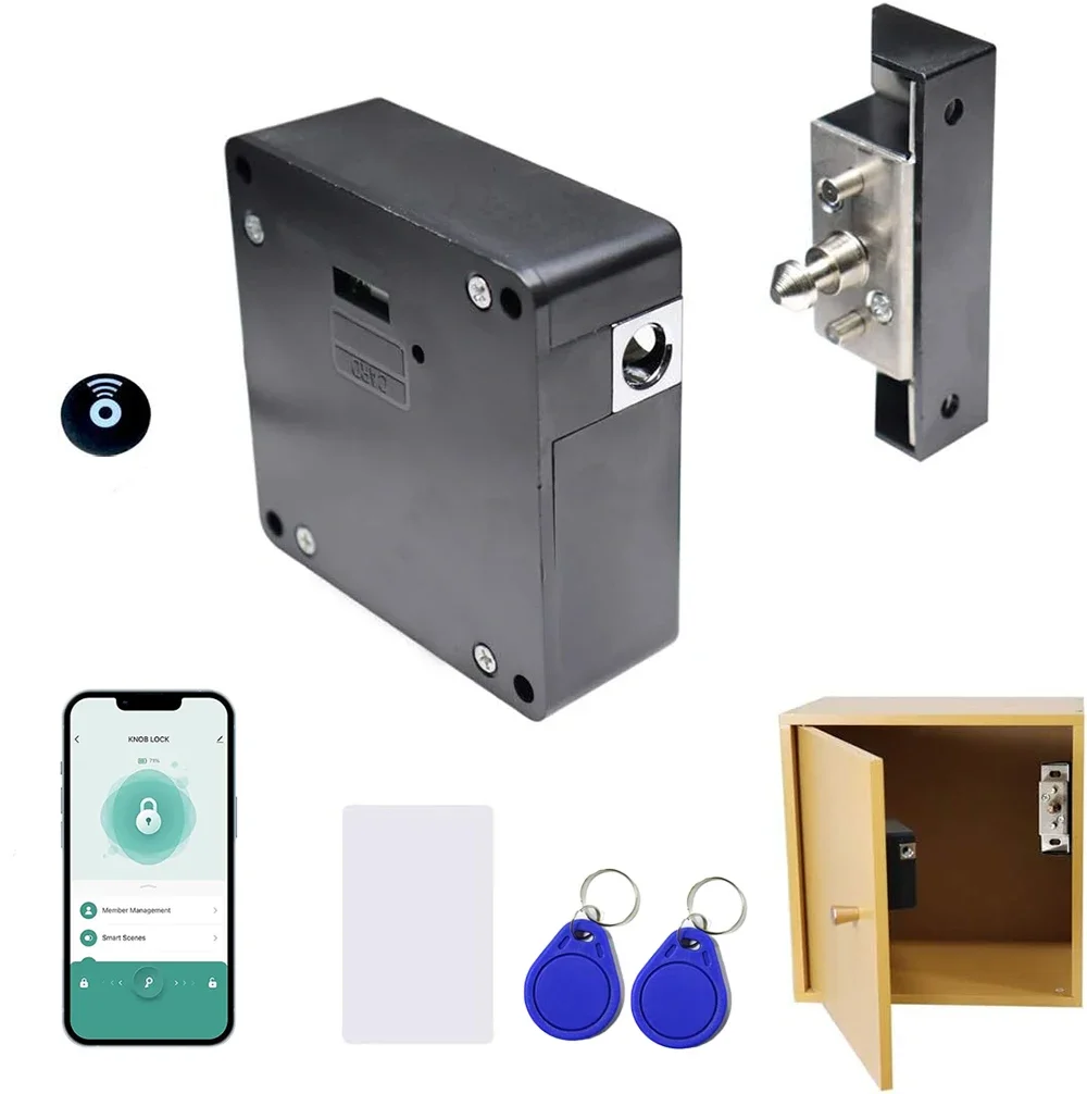 Bild von Smart NFC-Elektronisches Schloss für Schubladen und Möbel – Verstecktes Karten-Schloss mit Tuya-App für Holzschrank, Speisekammer und Dateischubladen