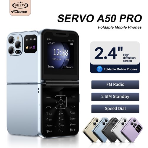 Afbeelding van Servo A50 Pro Opvouwbare Mobiele Telefoon met Dubbele SIM, GSM, Elektrische Zaklamp en Automatische Oproepopname – 2.4 Inch Scherm, Type-C Poort