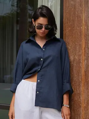 Image de Chemise Femme Coton Été - Style Décontracté & Polyvalent