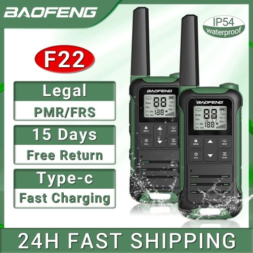 Immagine di 2 Pezzi Baofeng F22 PMR446 FRs Mini Walkie Talkie Portatile Senza Licenza con VOX, Caricatore Tipo C, Radio a Due Vie a Lungo Raggio per Campeggio e Hotel