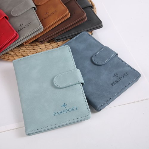 Image of Premium Genuine Leather Passport Holder with RFID Protection, Waterproof Travel Wallet for Men and Women – Stylish Buckle Design with Credit Card Slots and Compact Passport Cover