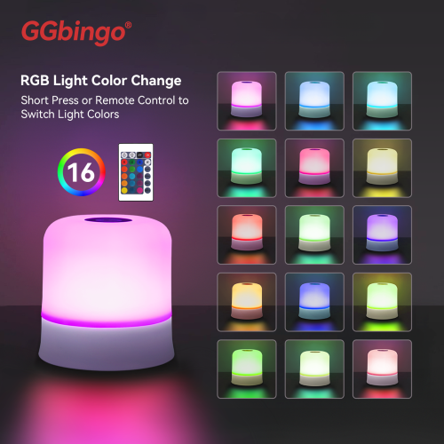 Bild von GGbingo Touch-Nachtlicht mit Fernbedienung – Wiederaufladbares RGB-Dimmbares Tischlampen-LED-Umgebungslicht für Schlafzimmer und Wohnzimmer
