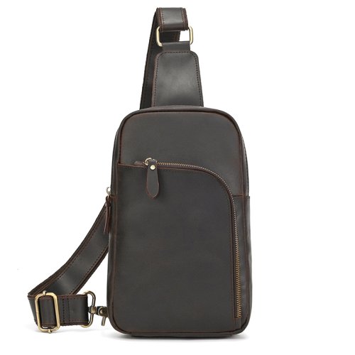 Bild von Echtes Leder Brusttasche – Vintage Crossbody für Männer