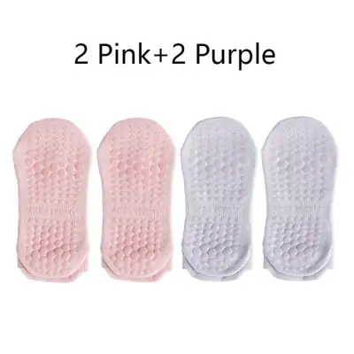 Image de Chaussettes Antidérapantes Yoga & Fitness Femme - 4 Paires