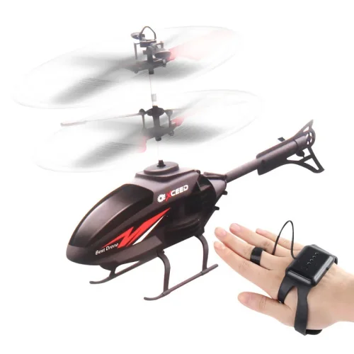 Afbeelding van Horloge Pols Handgestuurde inductievliegtuigen Slagvaste helikopter met verlichting Oplaadbare Mini RC Drone