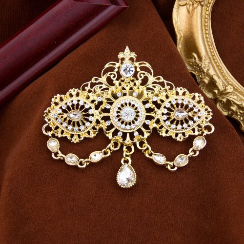 Imagen de Sunspicems-broche colorido con colgante de cristal para mujer, alfileres de caftán nupcial de Marrue...