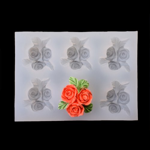 Imagen de Moldes de silicona con forma de gota de resina epoxi para fabricación de joyas, flor rosa, arcilla artesanal, 1 ud.