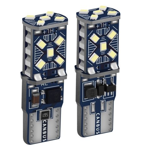 Image of 2-Pack T10 W5W Super Bright LED Car Parking Lights – Wy5w 168 501 2825 Wedge Bulbs for Turn Signals, Side Marker, Interior Dome & Reading Lamps
